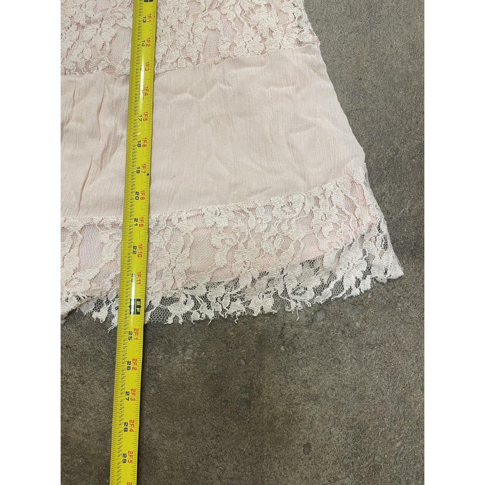 Free People Lace Dress Womens XS‎ Pink Off Shoulder Boho Short Mini Bell Sleeve - Picture 15 of 16